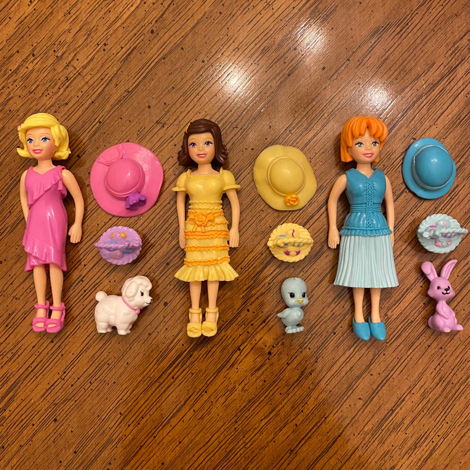 Vintage Polly Pocket Springtime Easter Sets with Lamb Chick and Bunny