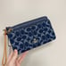NEW LIMITED Coach Double Zip Wallet In Signature Denim cz321 WITH Cherry Charm
