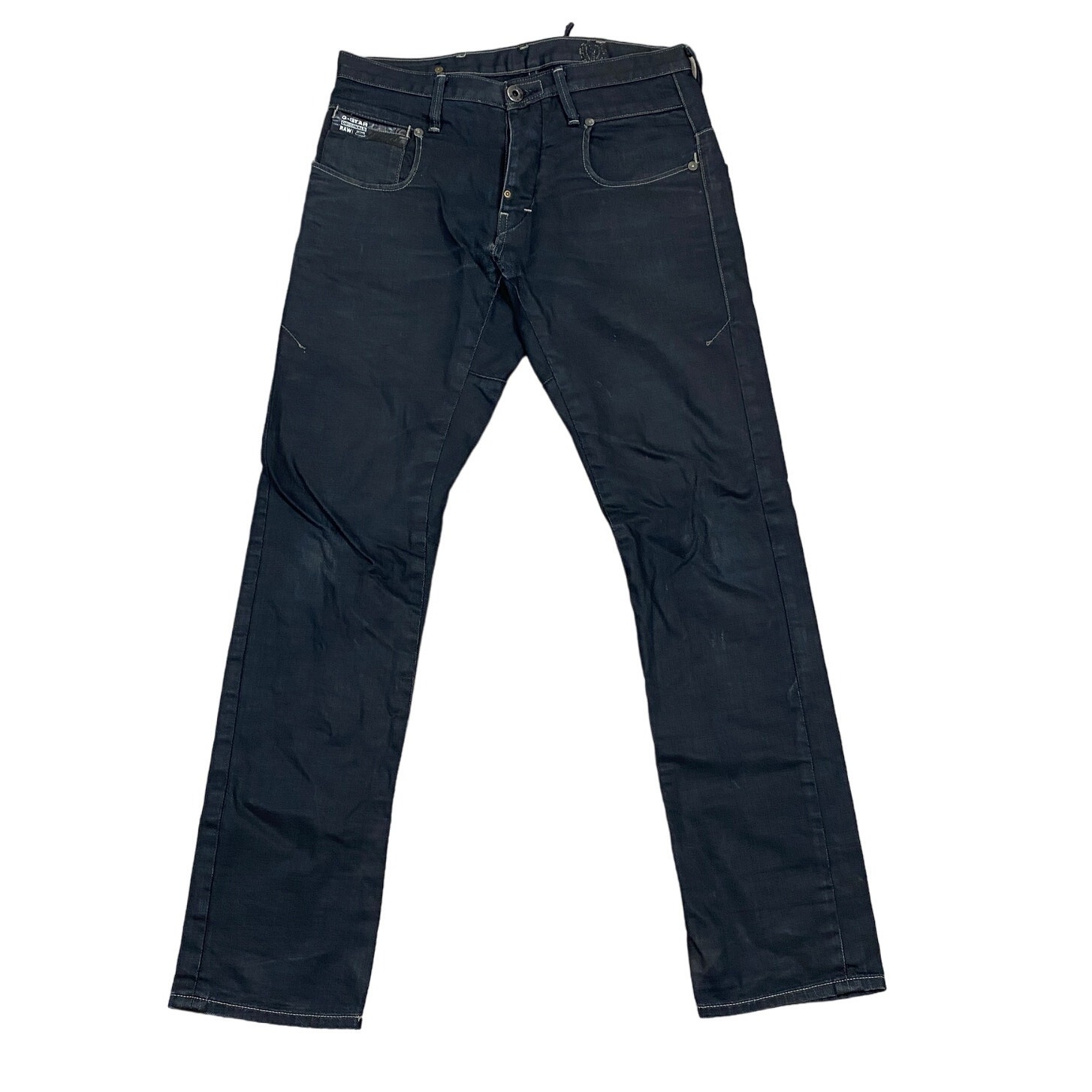 G Star Raw 3301 Buckle Back Waxed Denim Slim Jeans Men's 30x31 Y2K