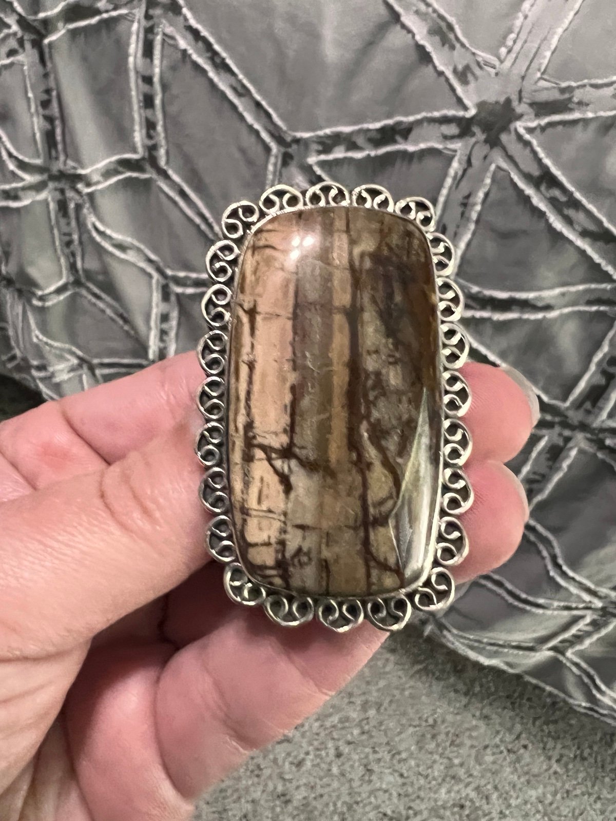 Sterling silver jasper agate ring