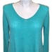 Eileen Fisher Womens Sweater Wool Pullover V Neck Asymmetrical Teal Green Large