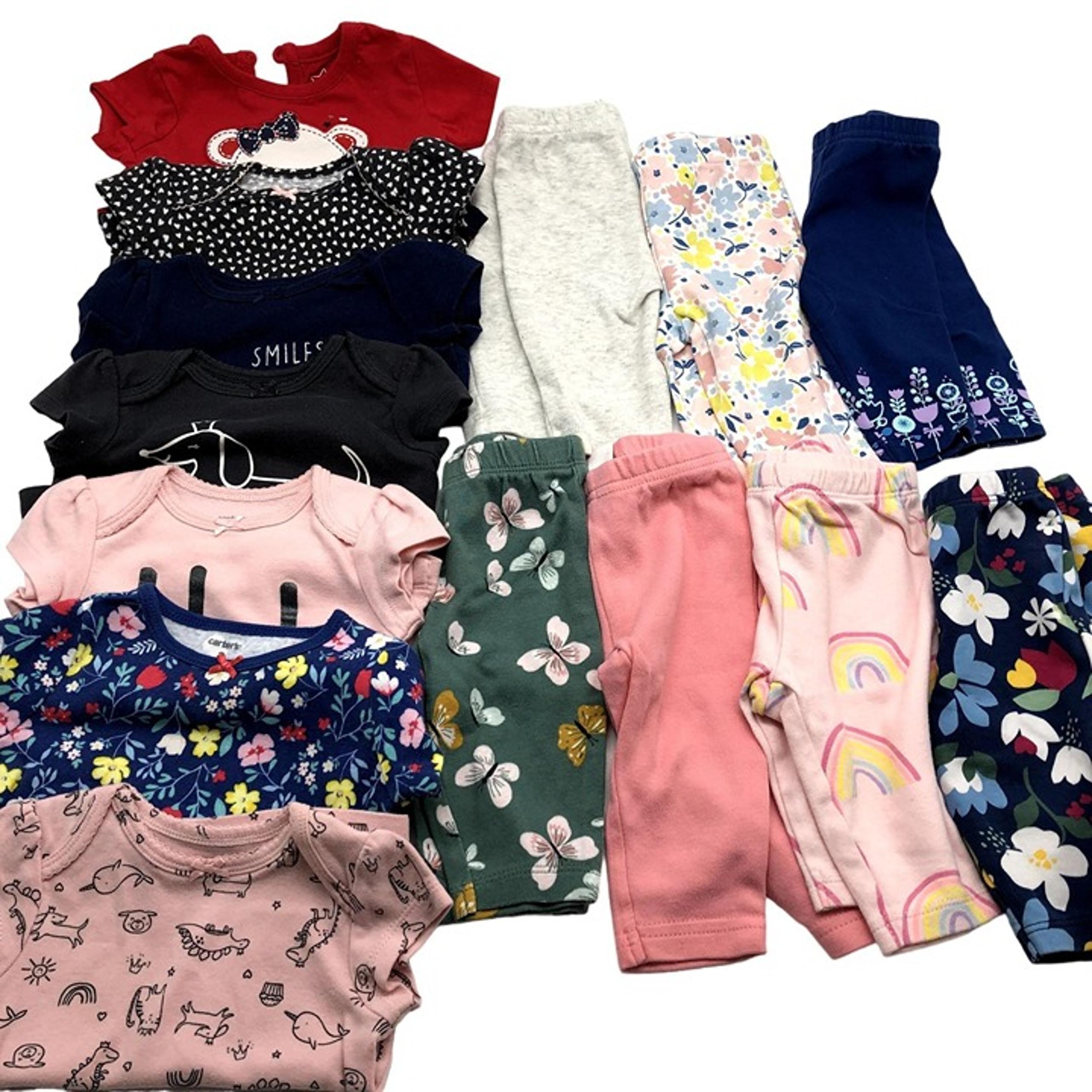 Carter's Girls 0-3M Pajama Set BUNDLE Short Sleeve Summer Spring Cotton Pants