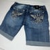Miss Me Size 30 Denim Bermuda Jean Shorts JP5792M Distressed Cuffed Jewel Bling