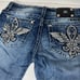 Miss Me Size 30 Denim Bermuda Jean Shorts JP5792M Distressed Cuffed Jewel Bling