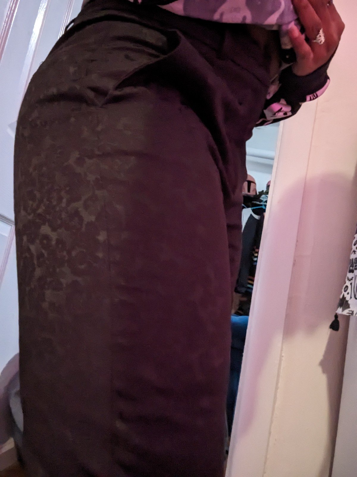 Black jacquard brocade pants