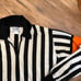 Mens vintage Bruce hood ice hockey striped referee sweater jersey sz L white