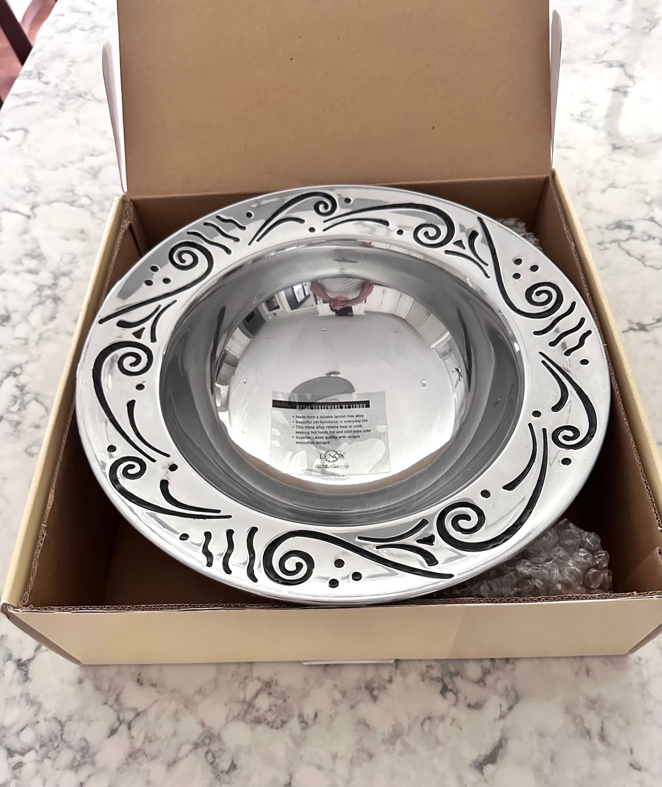 Nib, Lenox Spyro 13” Large Metal Serving Bowl