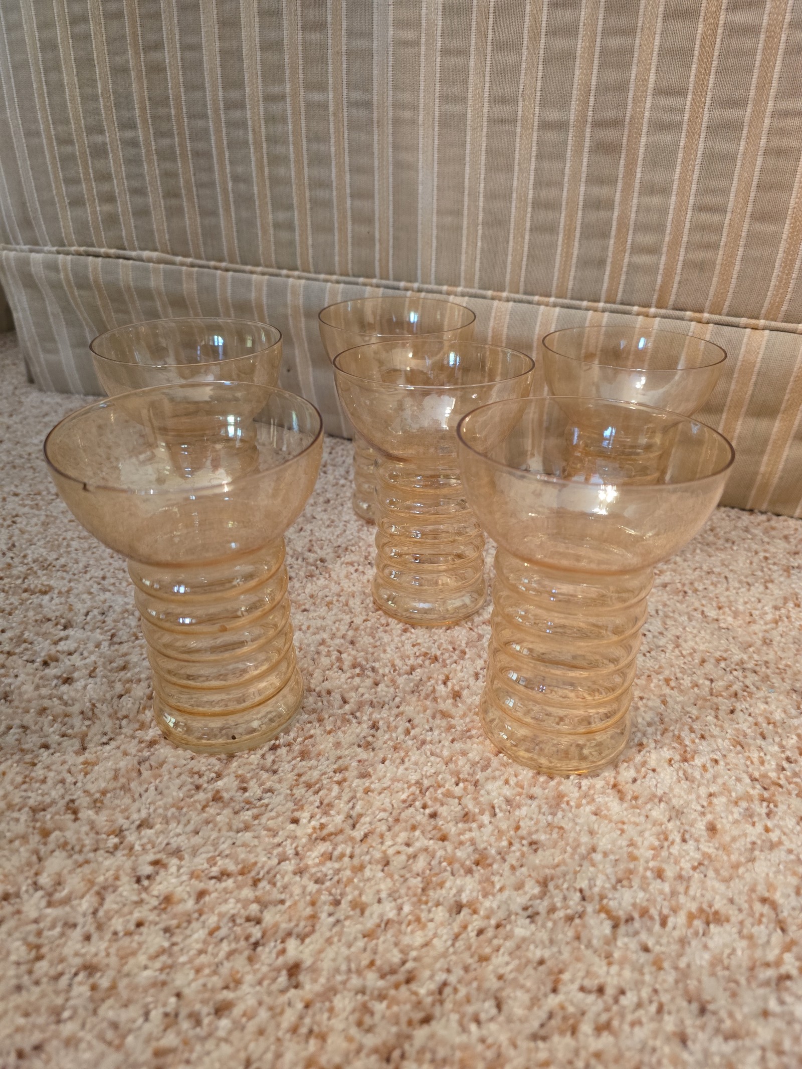Vintage Dunbar Aramis Roll Ribbed Tiki Glasses - Set of 6