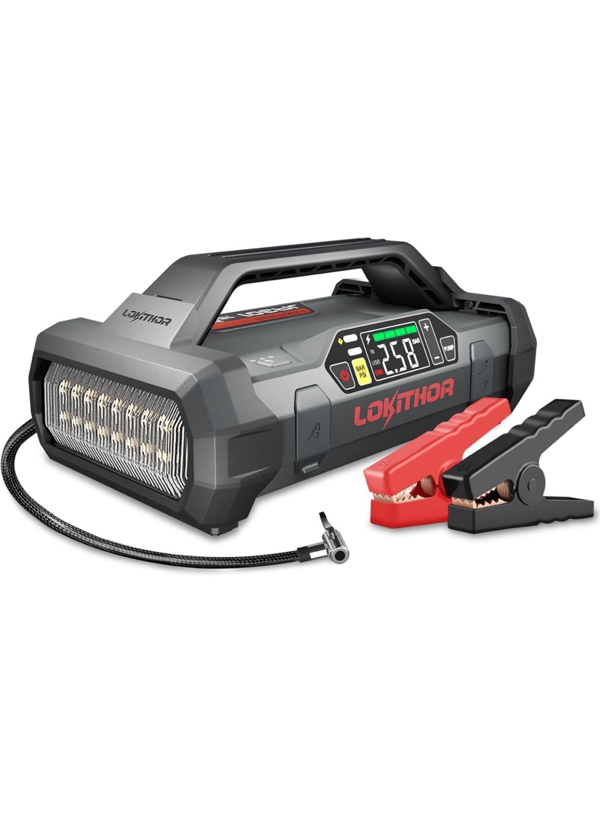Jump Starter with Air Compressor, 2000Amp 12V Portable Car Battery Booster Pack