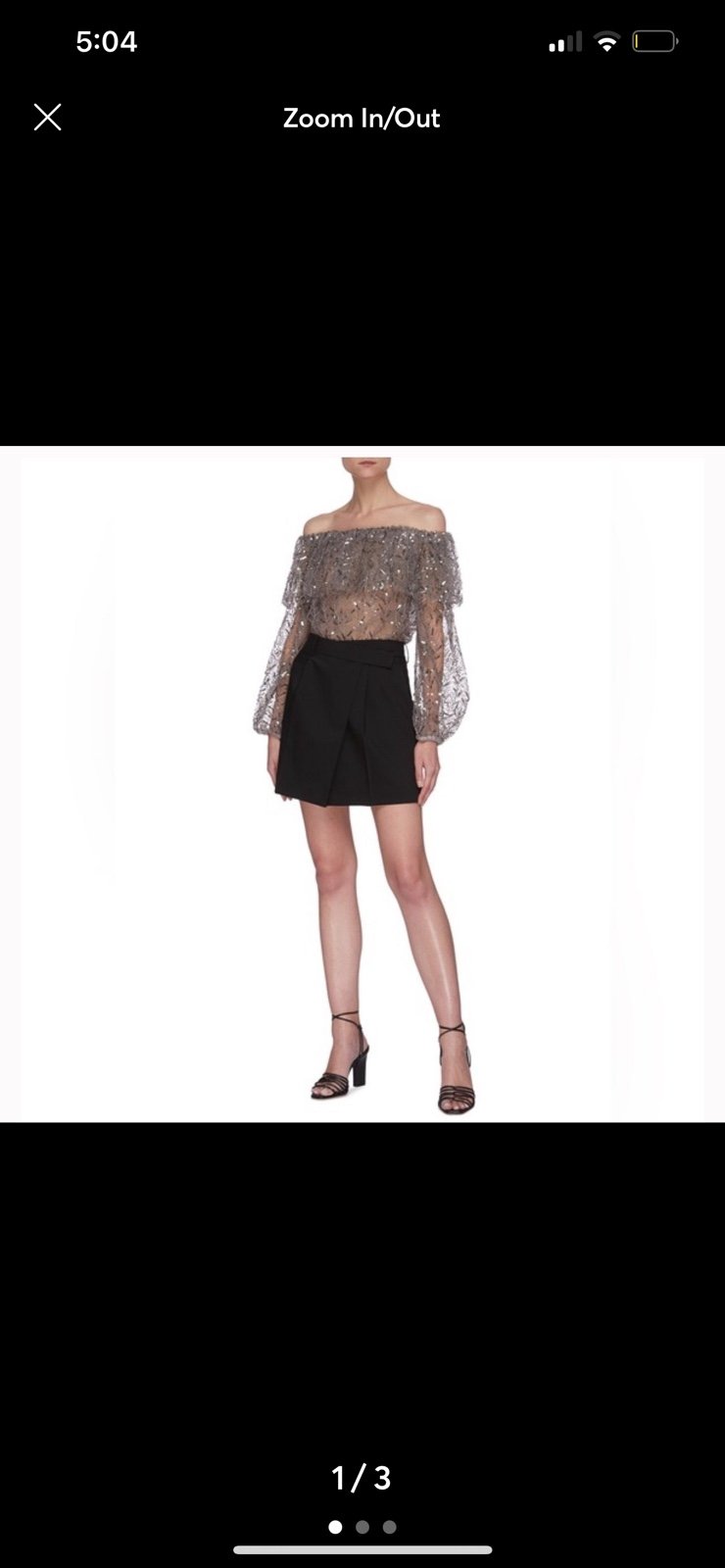 Self-portrait off shoulder leaf sequin top