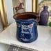 Antique Cobalt Blue Terracotta Floral Pitcher Jug