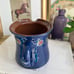 Antique Cobalt Blue Terracotta Floral Pitcher Jug
