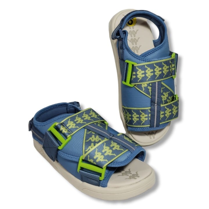 NWT Kappa 222 Banda Mitel 2 Sandals Blue Lime Green Unisex/Mens 9 Puffer Strappy