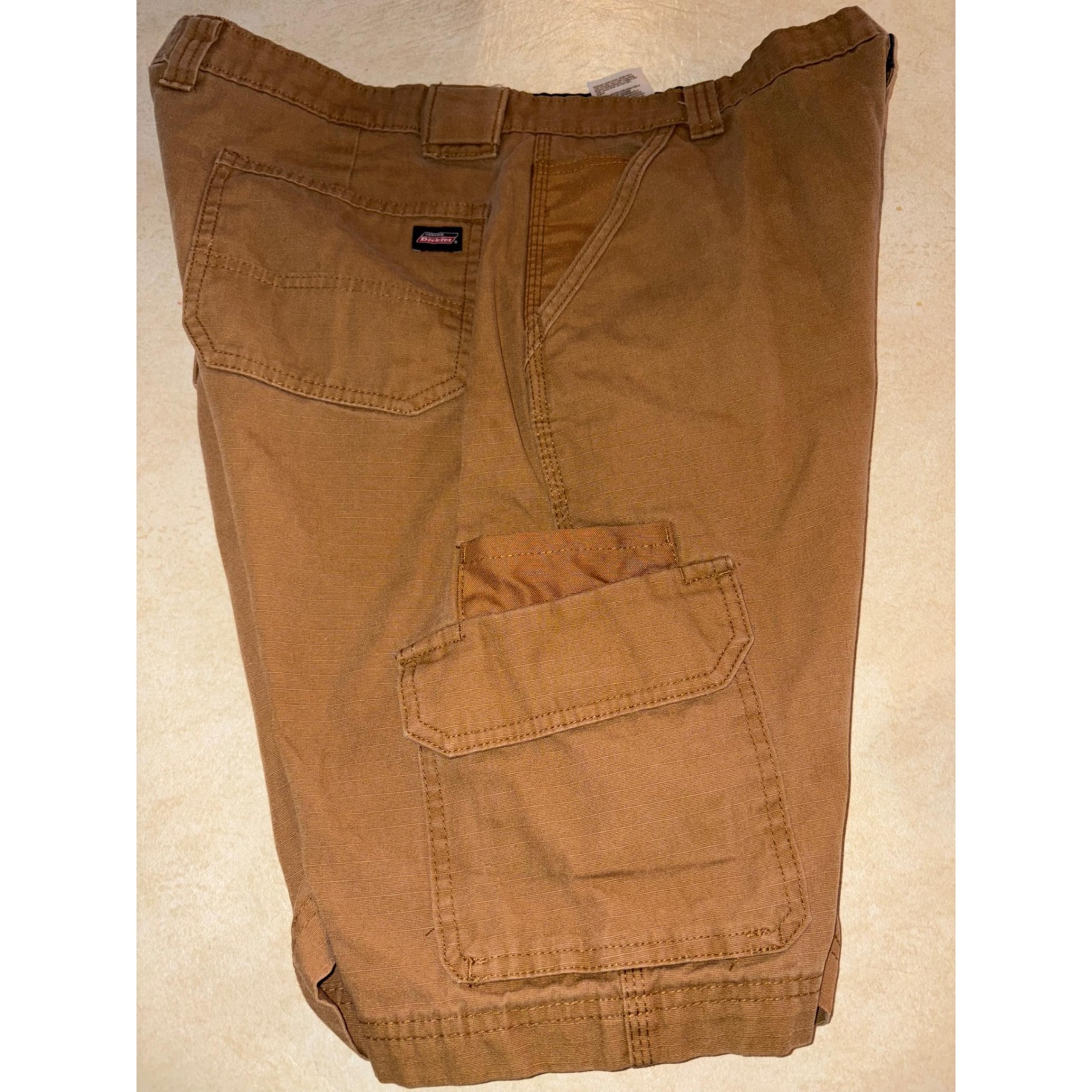 Dickies Cargo Shorts Relaxed Fit Utility Workwear Brown Size 36