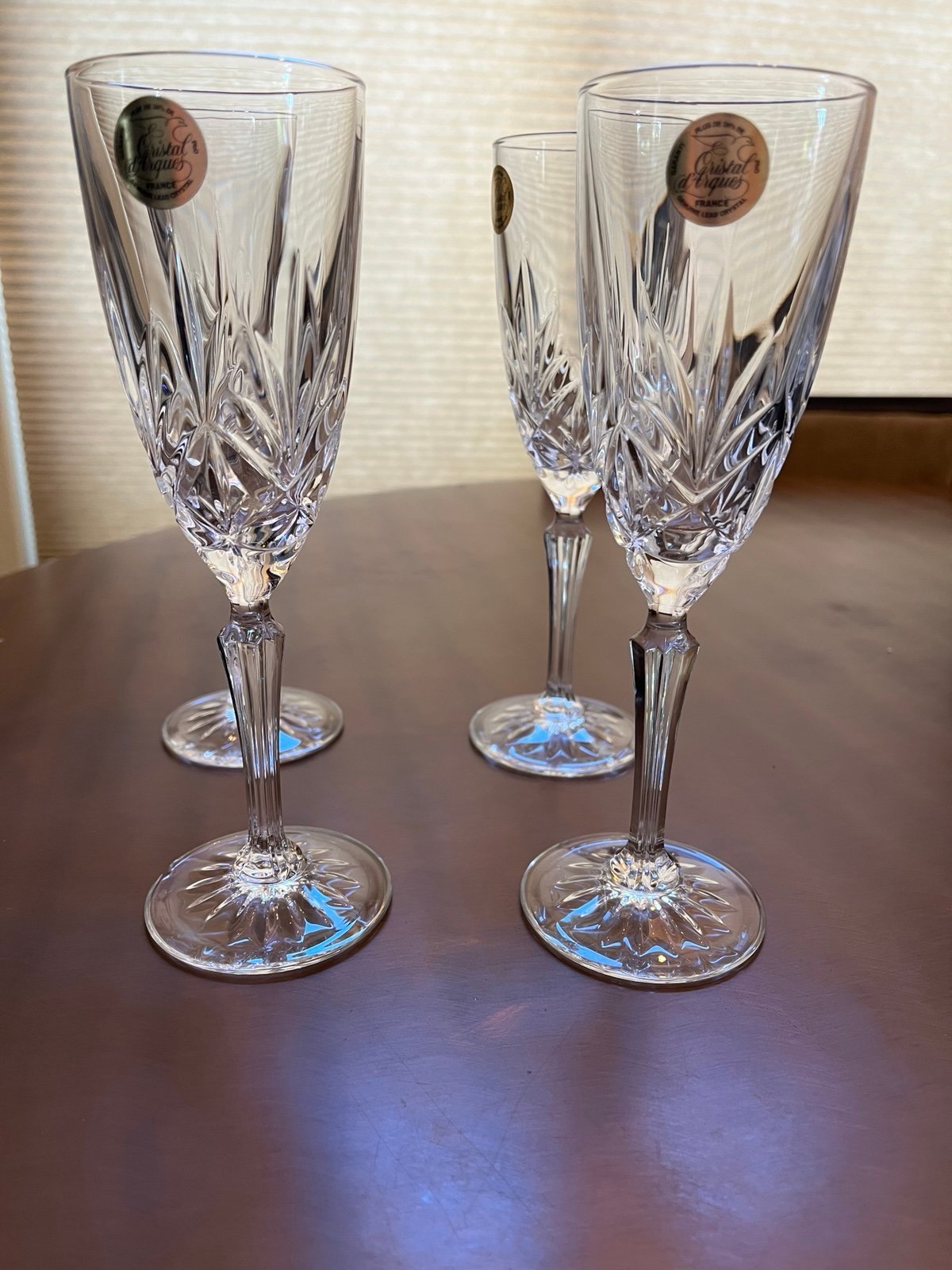 Cristal D’Arques-Durand Provence” Fluted Crystal Champagne/Wine Glasses.