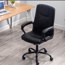 Black desk office conference chair leath