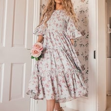 Jessakae Wandering Willoughby Blue Floral Eyelet Embroidered Dress - Size 3X