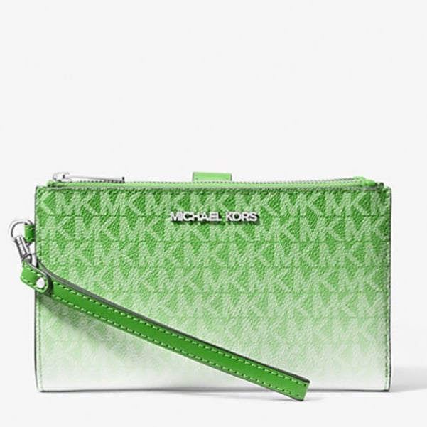 Michael Kors Jet Set Large Ombré Signature Logo Double Zip Wallet Wristlet Jungl