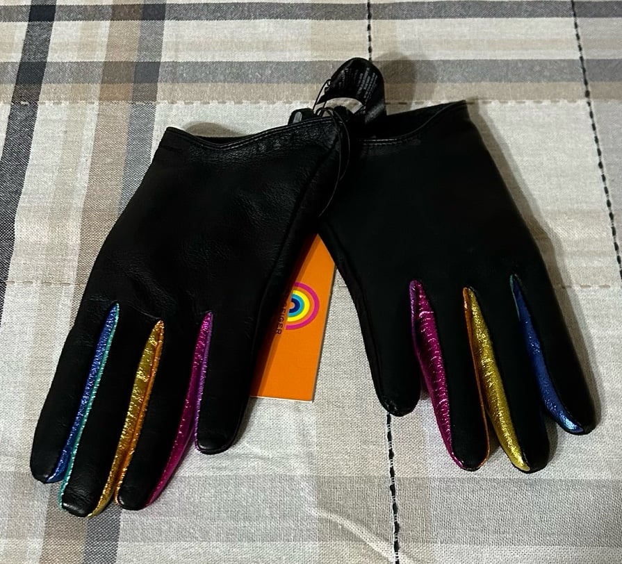 KURT GEIGER LONDON Rainbow Fourchette Leather Gloves
