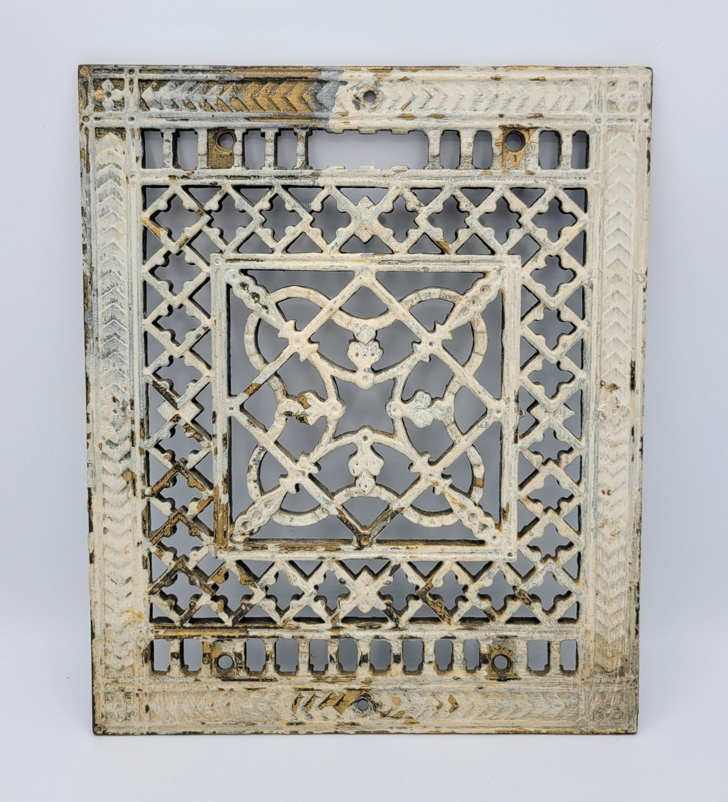 Antique Art Deco 11.125 X 9.625 Solid Brass Wall Return Grate / Cover