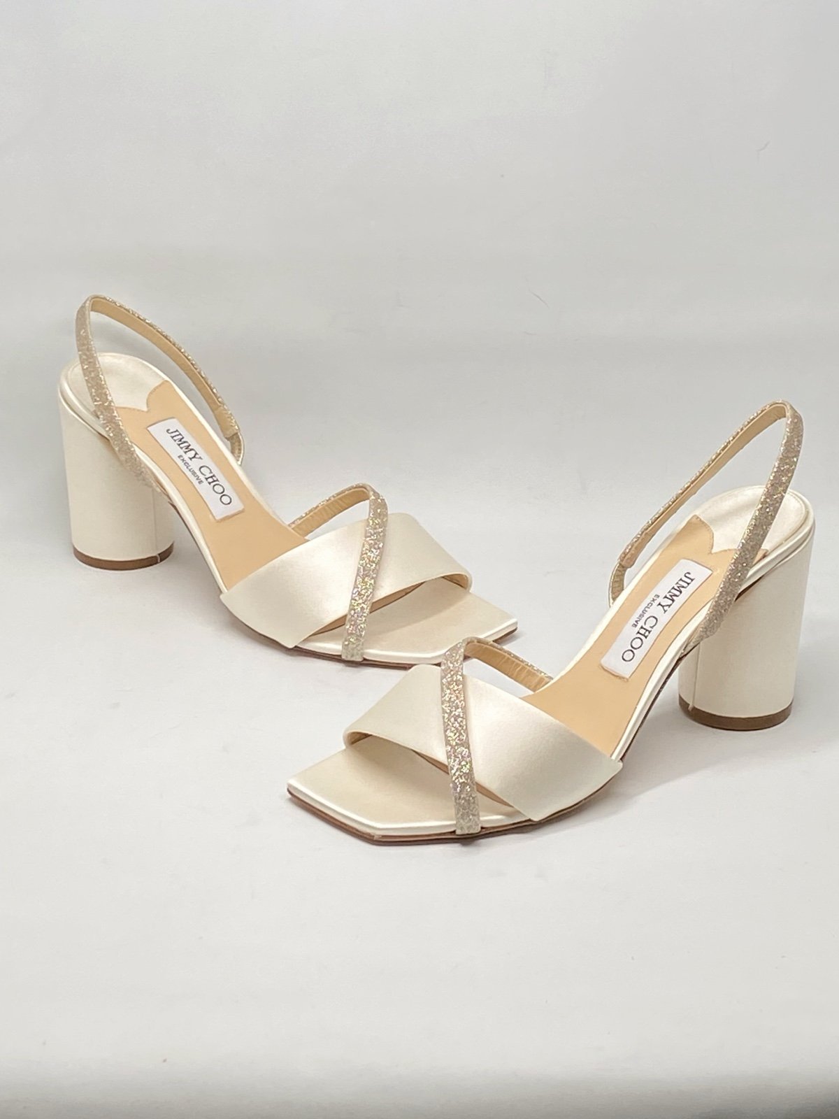 Jimmy Choo Plum Satin & Glitter Slingback Sandals size 38