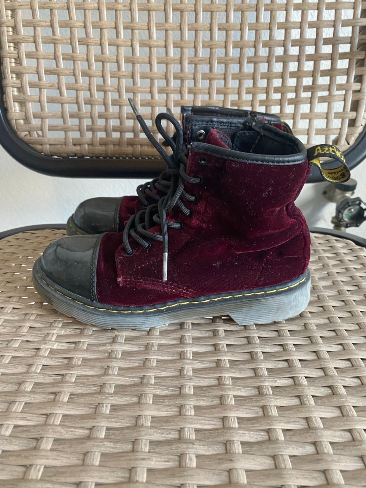 Dr. Martens patent leather/velvet boots size 2