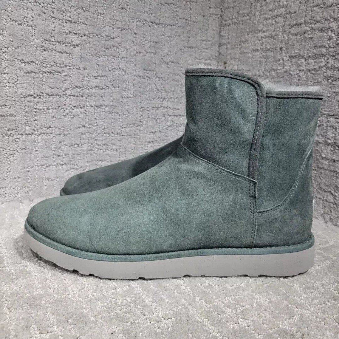 UGG Abree Women's Size 12 US Grey Suede Leather Side Zip Mini Boots 1016548