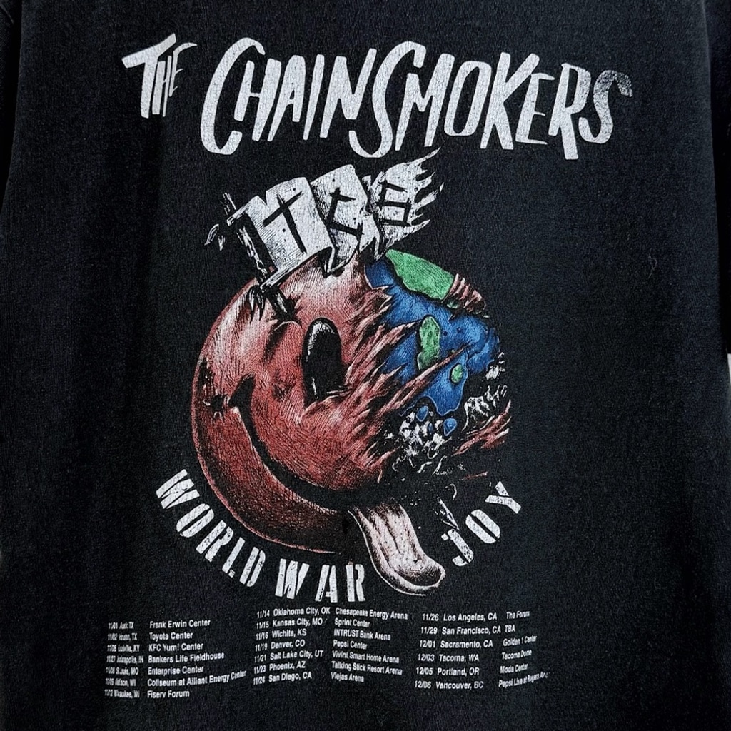 THE CHAINSMOKERS Electronic Duo World War Joy Tour Men's Graphic Logo T-Shirt M