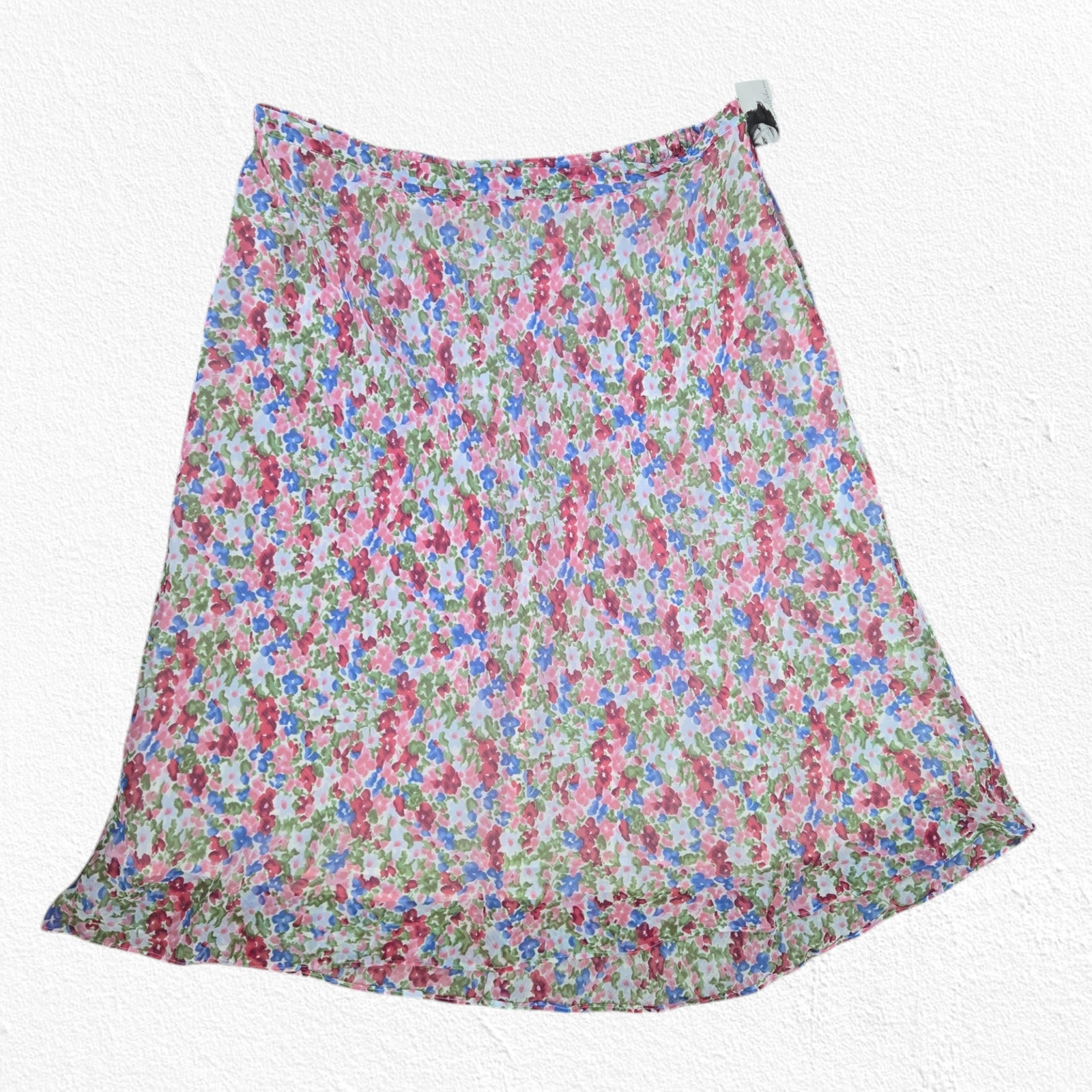 Y2K Pink White Floral Cottagecore Midi Chiffon Jaclyn Smith Midi Skirt Size 1X