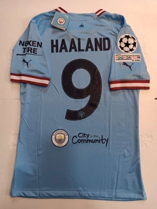 Erling Haaland Manchester City UCL Final Match Slim Home Soccer Jersey 2022-2023