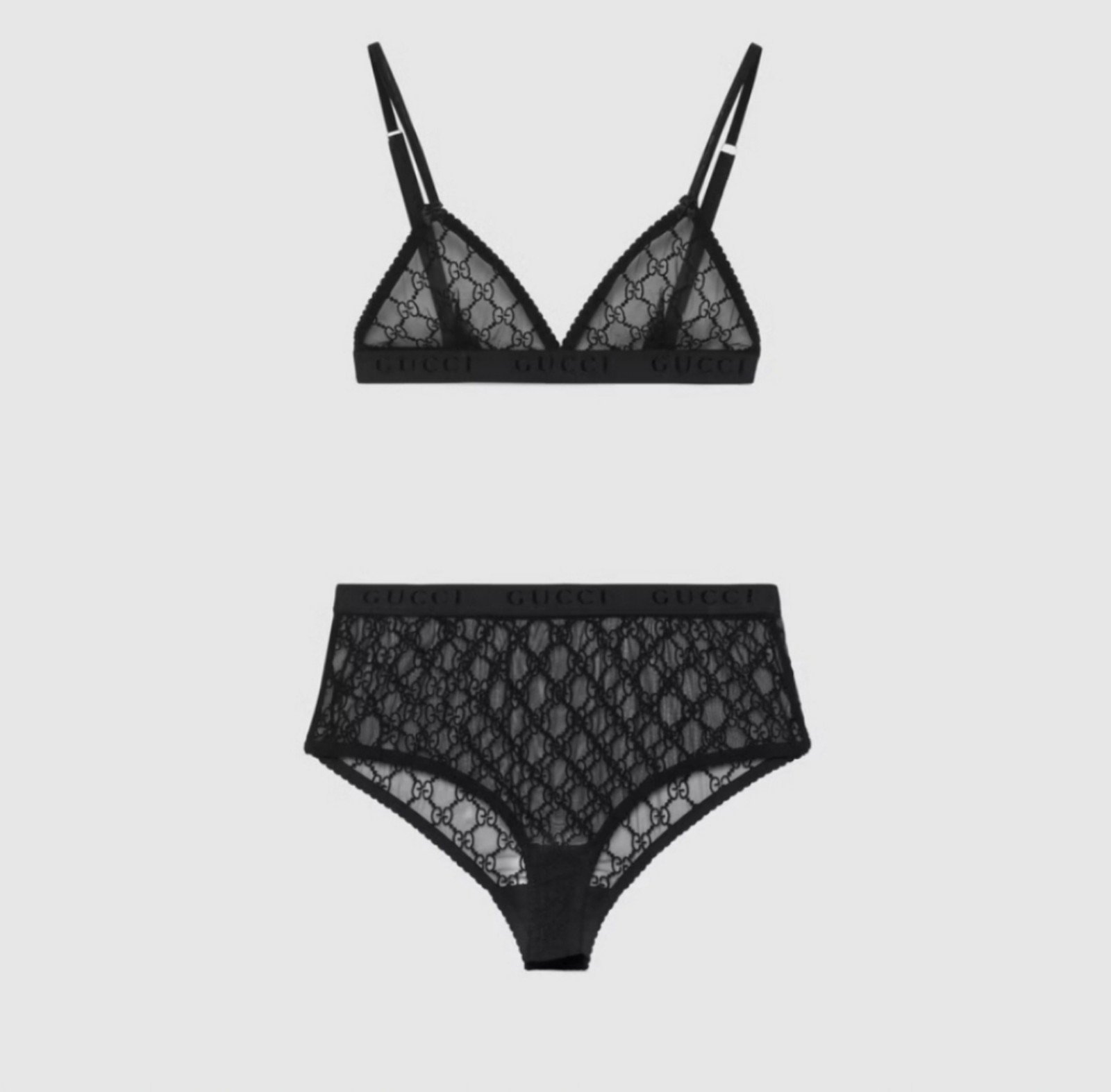 Gucci GG Tulle Lingerie Set Small Black