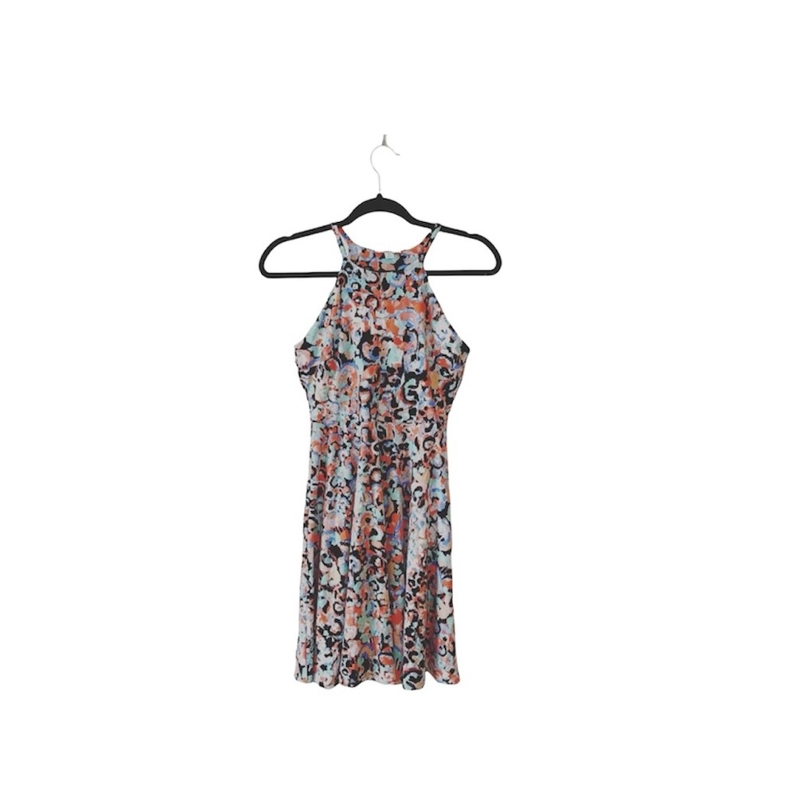 Bar III NWT Painter Multicolor Leopard Print Halter Mini Dress Xsmall Women’s