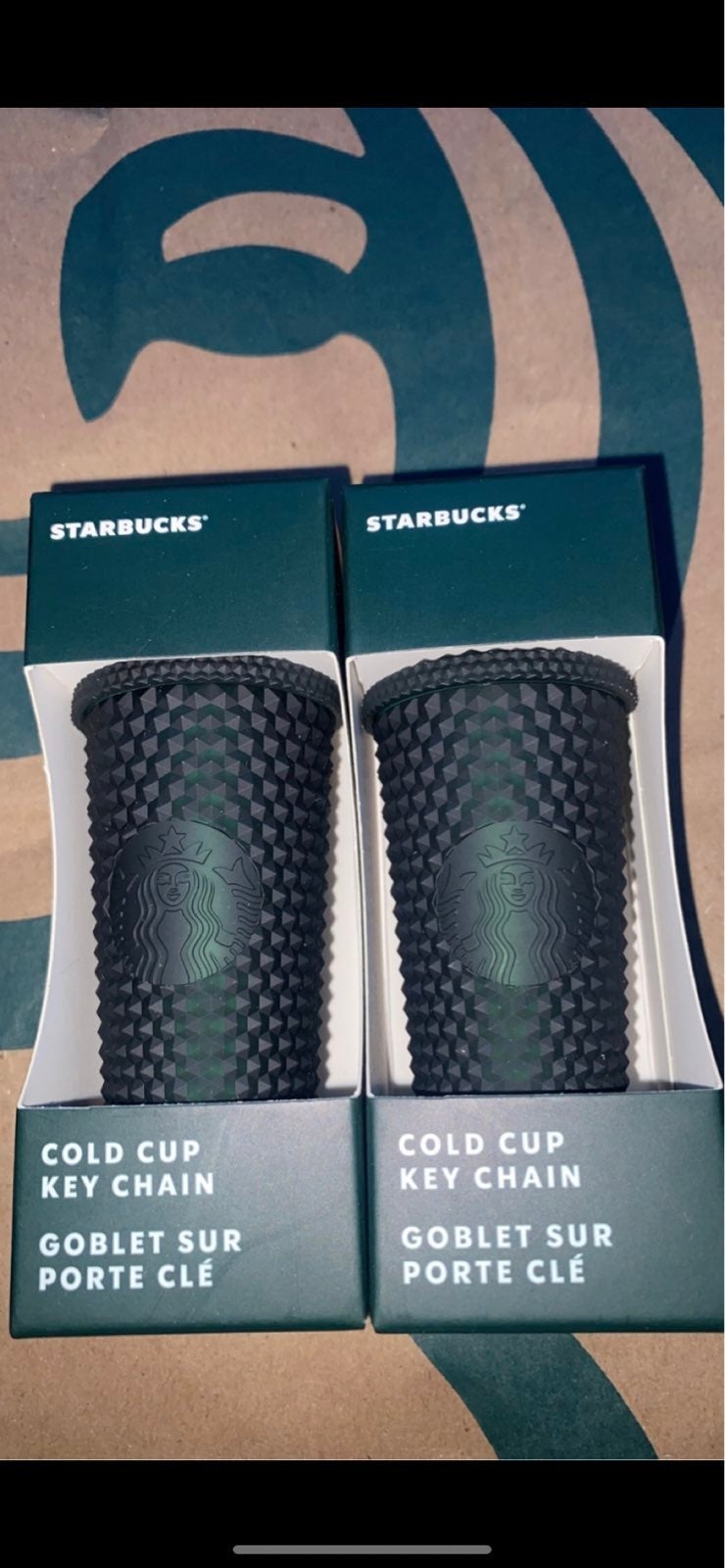 BNWT 2022 studded starbucks keychain ornaments Green rare bundle of 2