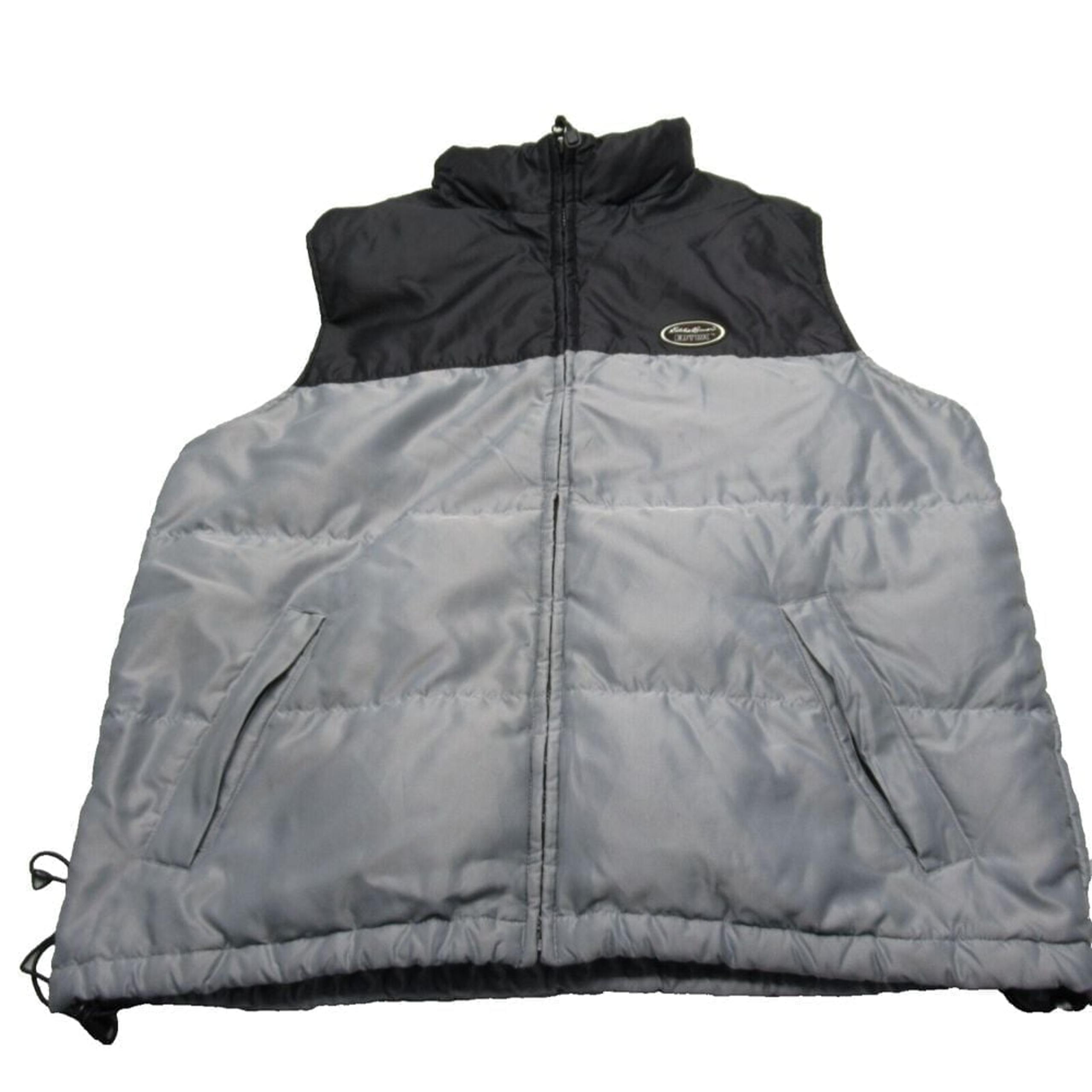 Eddie Bauer Ebtek Goose Vest Mens XL Silver Colorblock Full Zip Down Clumping
