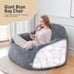 Giant Bean Bag Chair BeanBag Sofa with Armrests Foam Fill for Adults Plush Gray