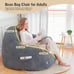 Giant Bean Bag Chair BeanBag Sofa with Armrests Foam Fill for Adults Plush Gray