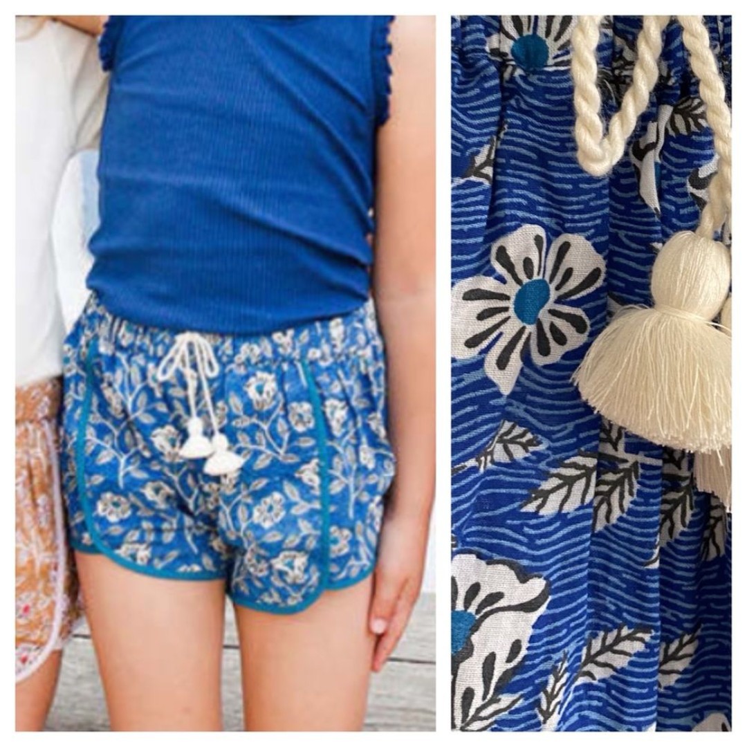 Pink Chicken Millie Short Royal Blue Goa Floral Print
