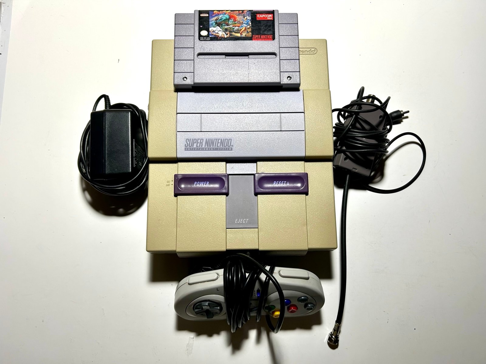 Super Nintendo Entertainment System SNES SNS-001 Console Bundle, W/ Game Works!