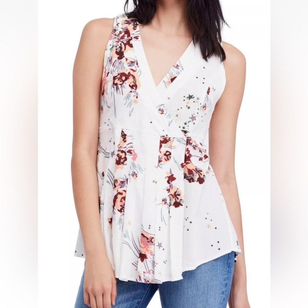Free People Women's Back to The Basics Tunic White Floral size Medium