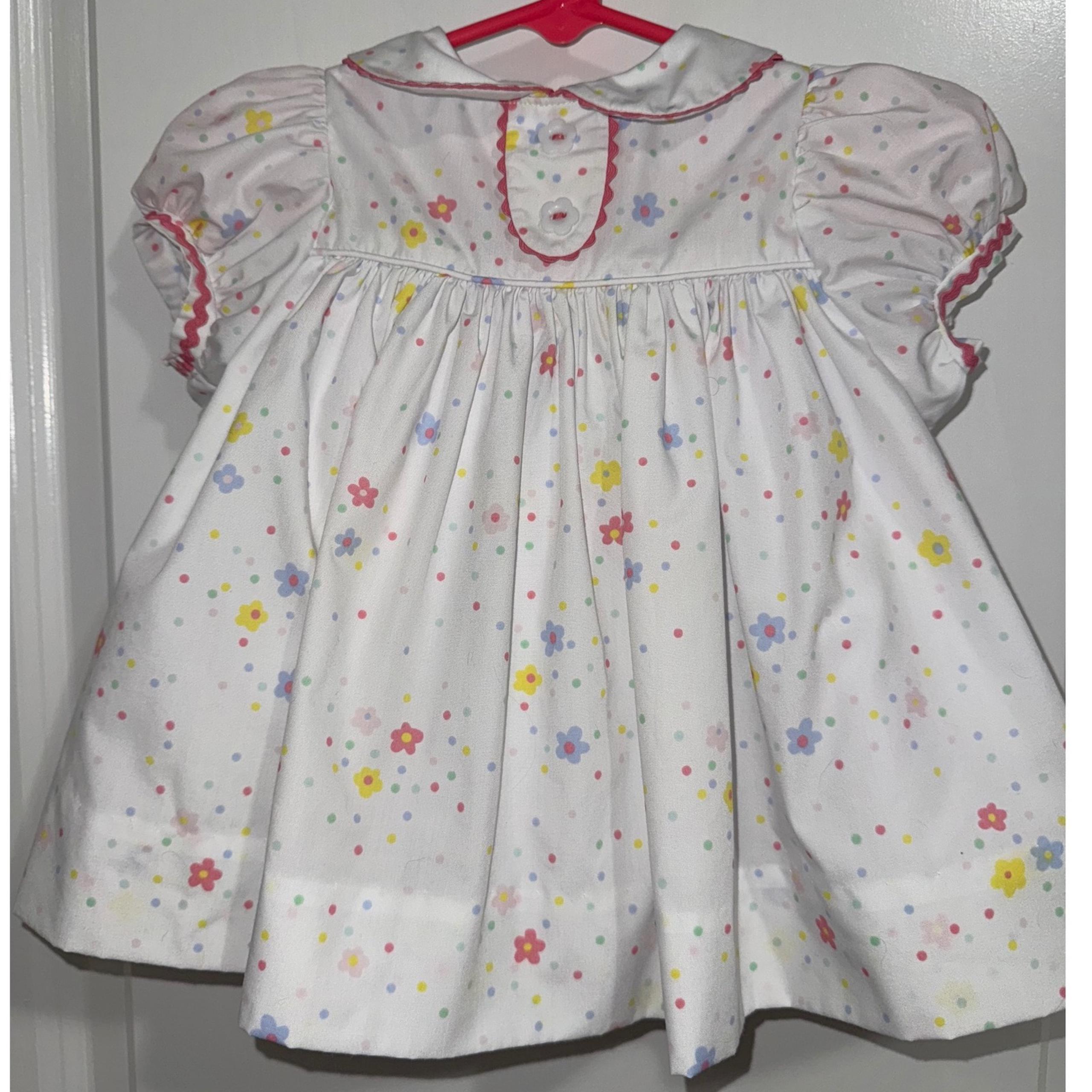 The Beaufort Bonnet Co. Floral Bow Dress Bloomer Set Baby Girl Size  6-12 Months