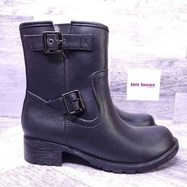 Jeffrey Campbell Doppler Faux Fur Lined Rubber Rain Boot Black Women's sz 7