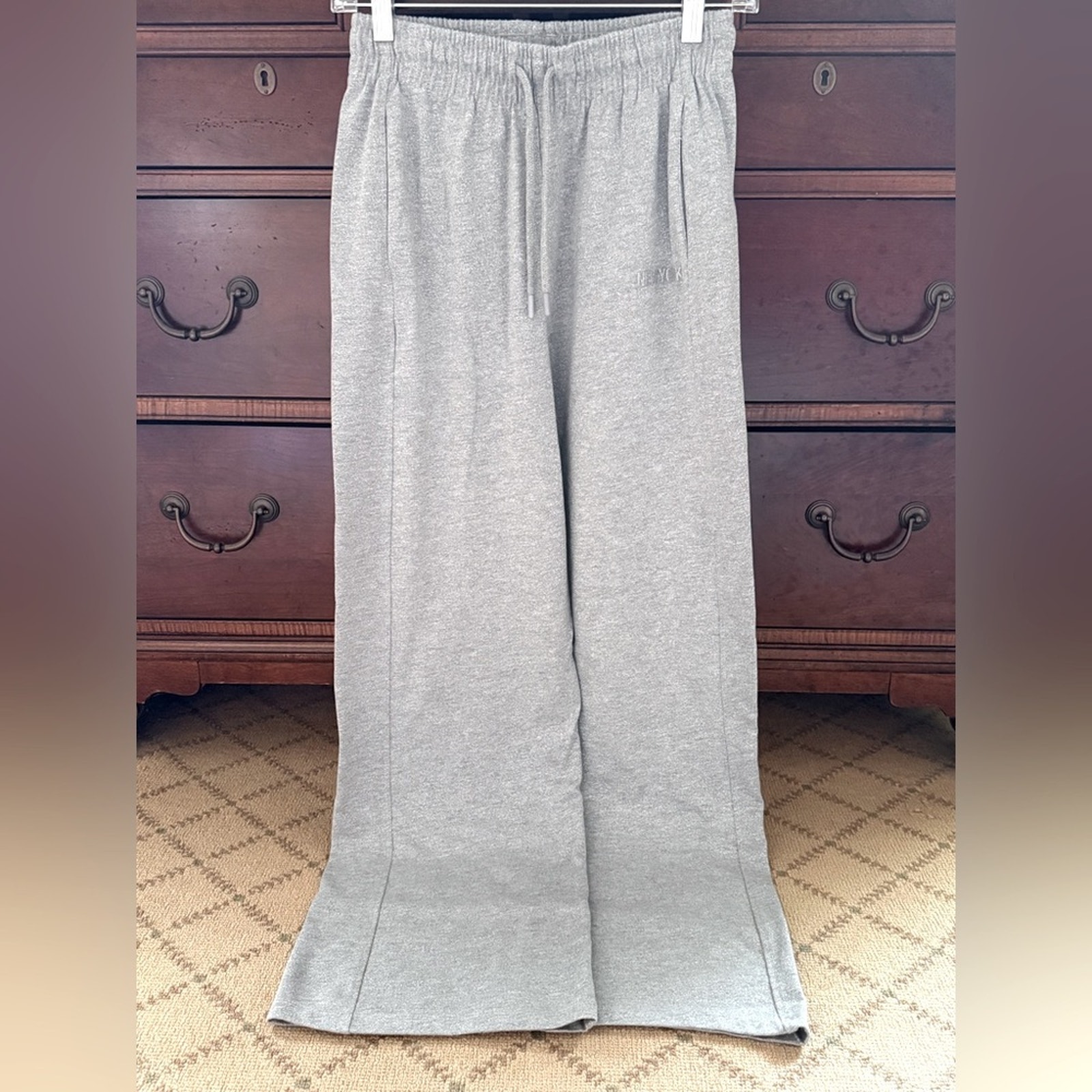 Zara Silver sparkle soft sweatpants with embossed NEW YORK on leg NWOT S