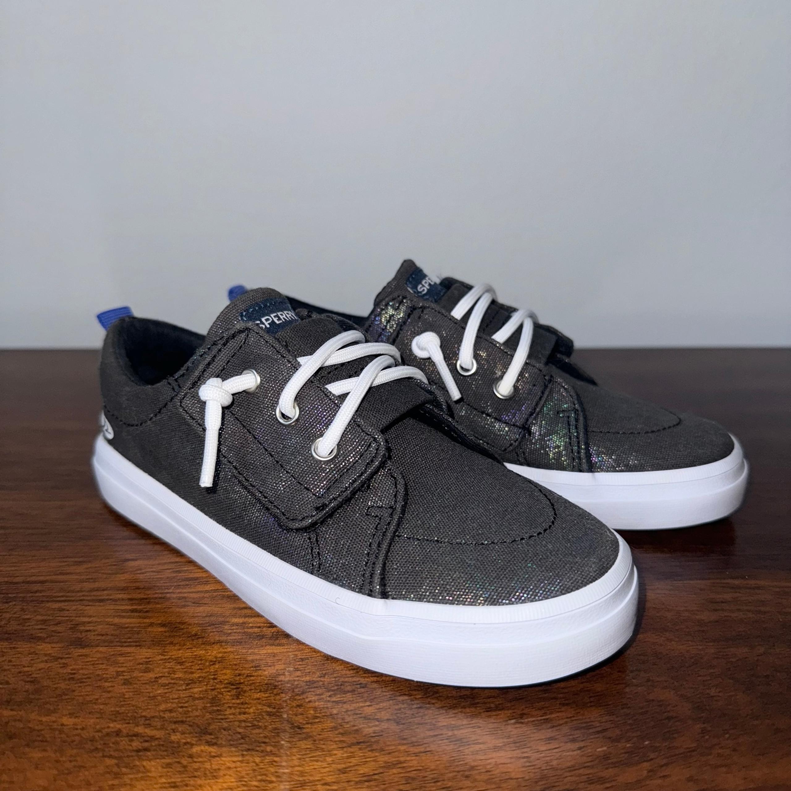 Sperry Top Sider Kids Girls Crest Vibe Junior Sneaker Black Sparkle Size 11 NWOB