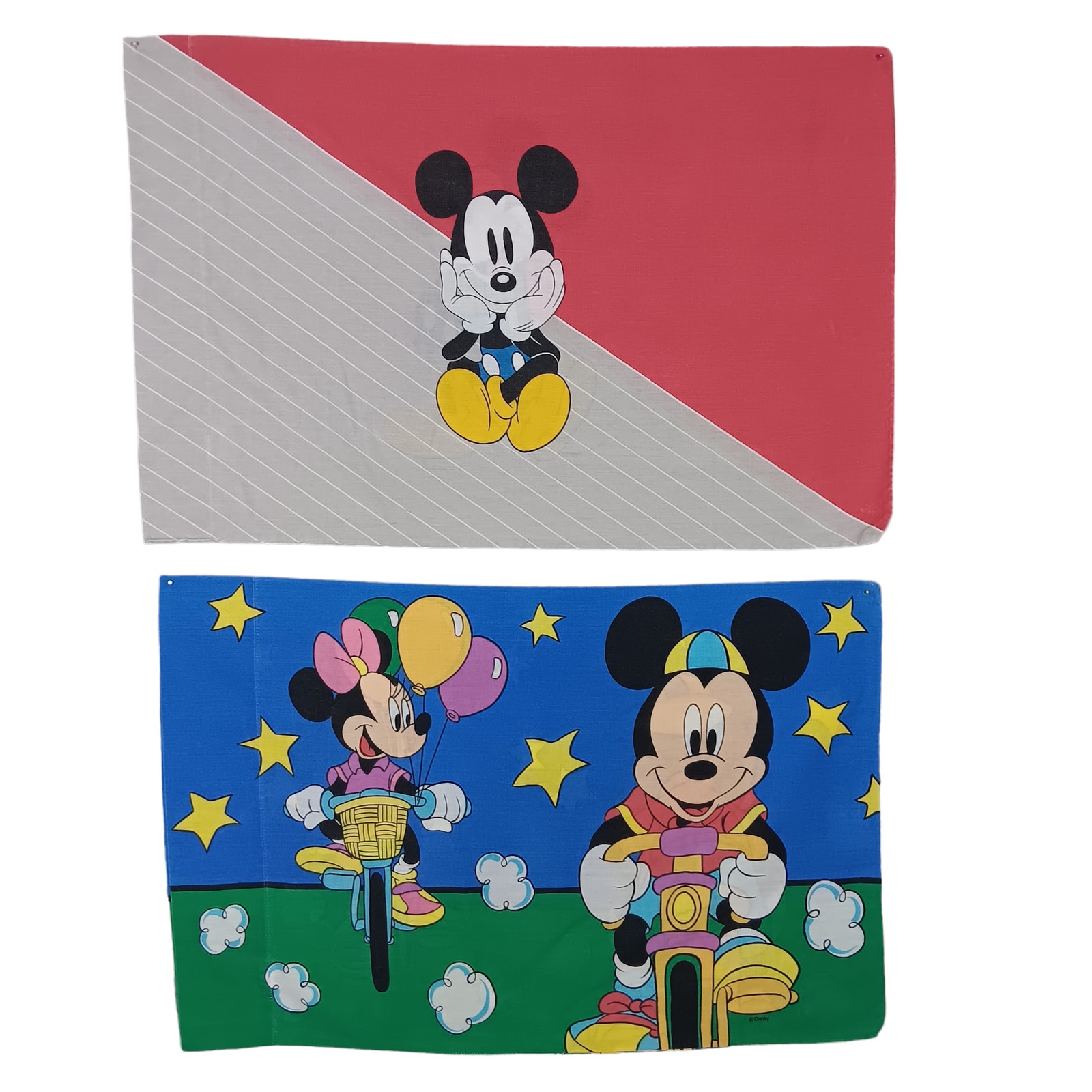 Vintage Disney 80s Pillocases Set of 2 Standard Size Mickey and Minnie
