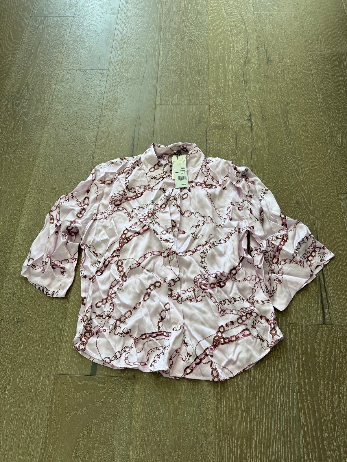 L’Agence chain link silk blouse