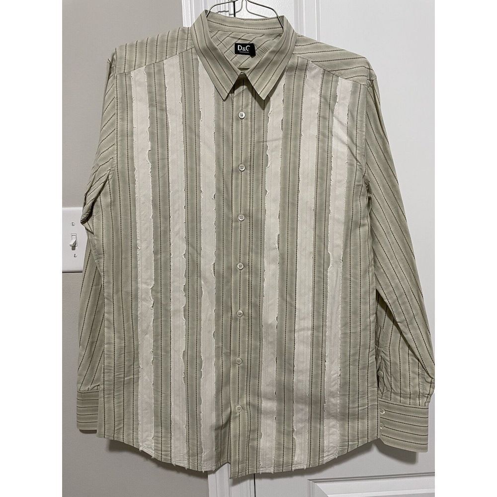 Dolce & Gabbana Buffalo Tribe Men's Cream and Green Shirt 16.5 42 Vintage