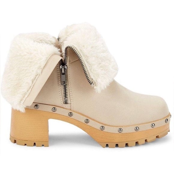 MIA Womens Suede Studded Lugged Sole Ankle Boots Size 9