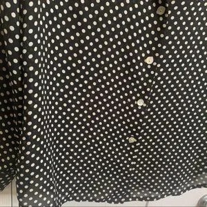 Vintage Black & White Sheer Polka Dot Button Up Shirt