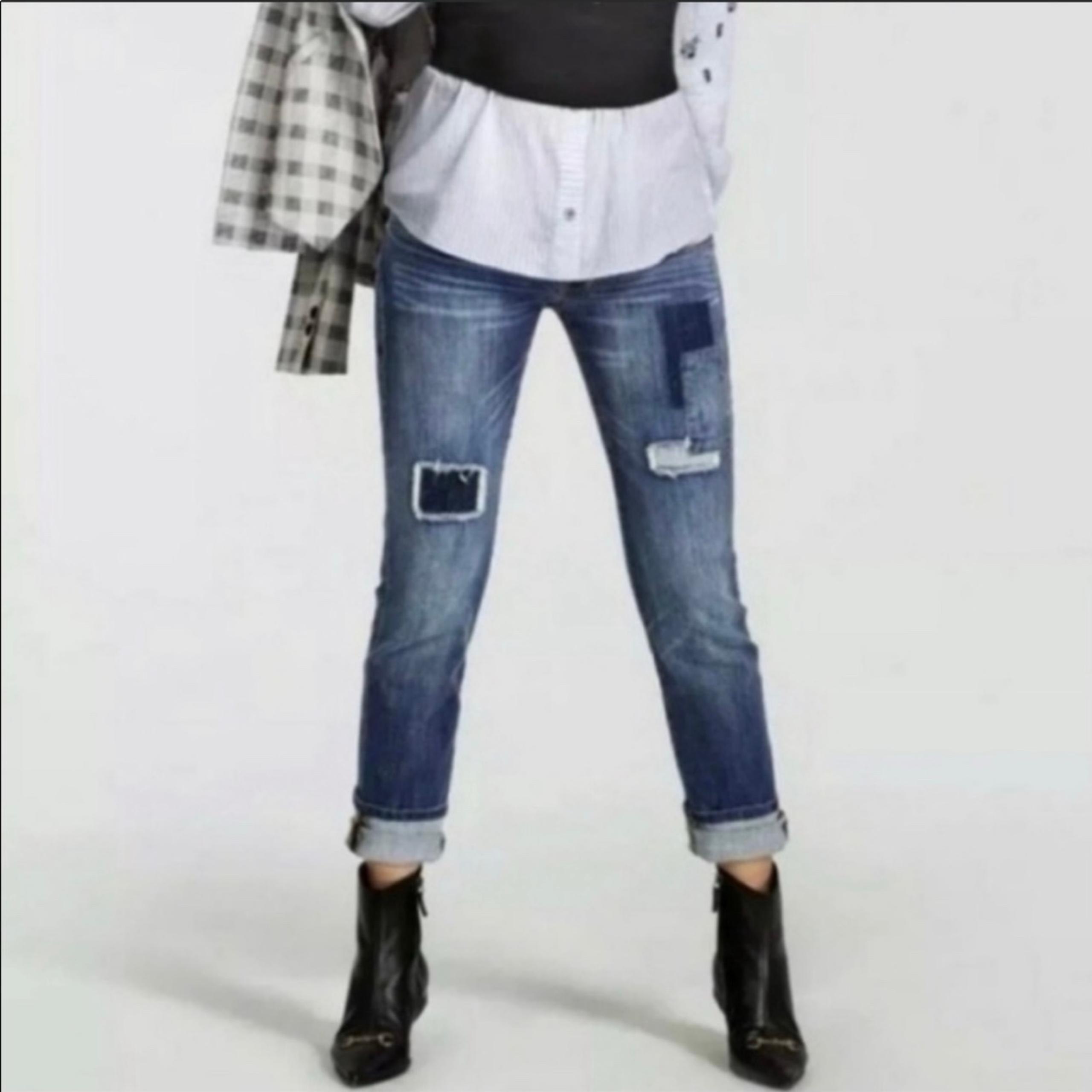 CABI #5308 Slim Boyfriend Patchwork Denim Jeans Size 4