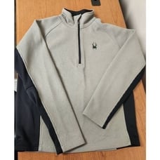 Spyder Gray Black Colorblock Half Zip Knit Casual Pullover Hiking Jacket Mens M